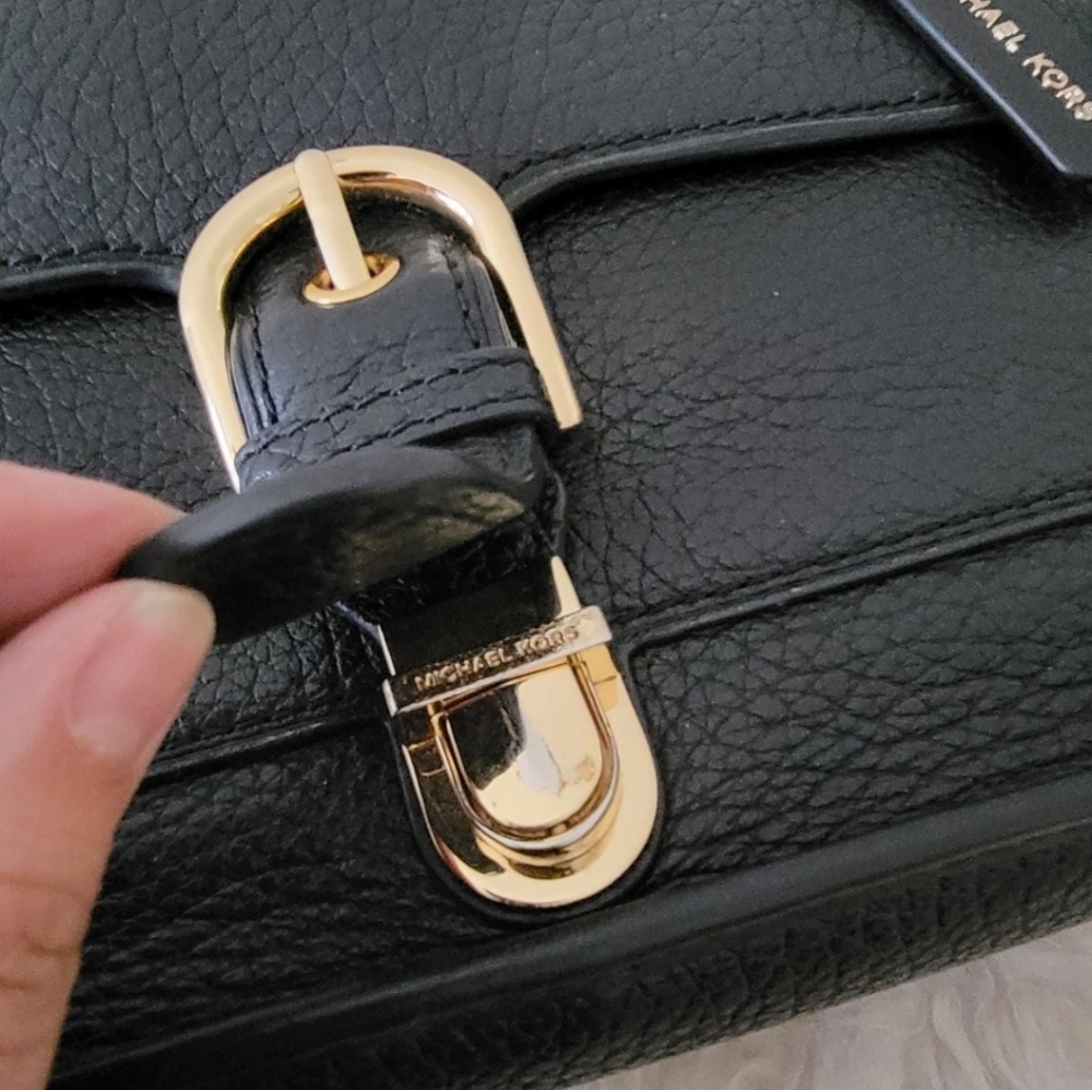 Michael kors satchel bag black leather RARE - Picture 7 of 12